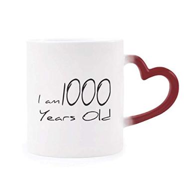 Imagem de Caneca sensível ao calor I am 1000 years old Age Longevity vermelha muda de cor