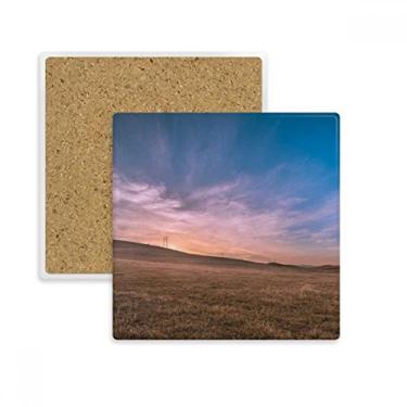 Imagem de Porta-copos quadrados de grama rosa para céu, porta-copos com suporte de subplaca de isolamento, pedra