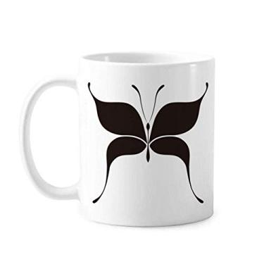 Imagem de Caneca moderna de cerâmica para café e porcelana de cerâmica com borboleta preta