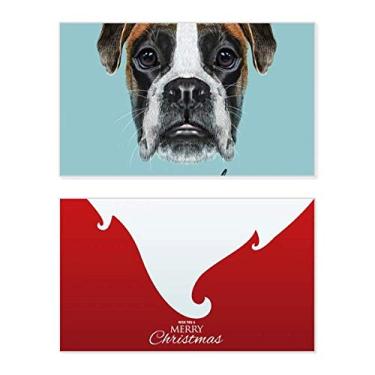 Imagem de Lop-eard Boxer Dog Pet Animal Holiday Merry Christmas Cartão de parabéns Mensagem de Natal