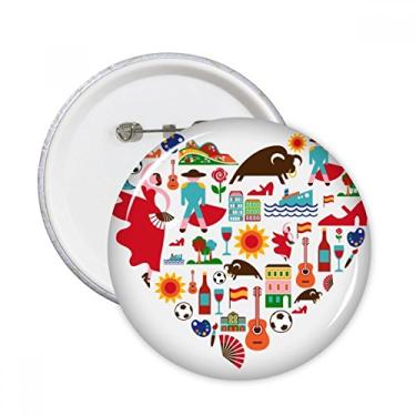 Imagem de Espanha, coração, espanhol, bulha, flamingo, guitarra, bandeira nacional, broches, emblema, decoração, 5 peças