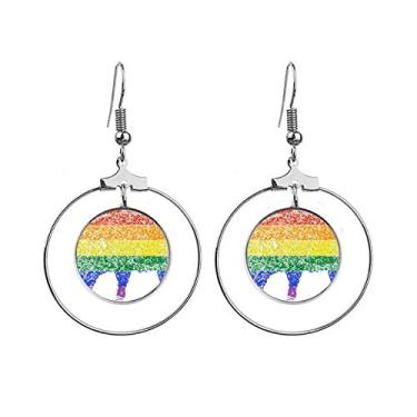 Imagem de Arco-íris Gay Porco LGBT Brincos de argola pendentes Joias Círculo Gota