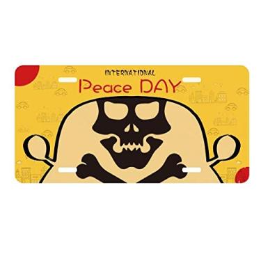 Imagem de DIYthinker Placa de carro Halloween caveira Ossos placa de carro decoração Dia da Paz