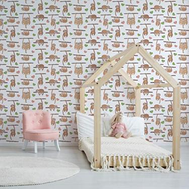 Imagem de Papel de Parede Animais Preguiça Apaixonada 57x270cm