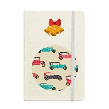 Imagem de Caderno com desenho de carros clássicos coloridos com estampa de desenho animado e sino