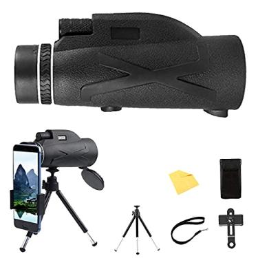 Imagem de Telescópio monocular 80x100, HD Telescópio portátil à prova d'água de alta potência com suporte para smartphone e tripé para observação de pássaros, caminhadas, camping, passeios turísticos