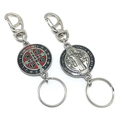 Imagem de Chaveiro De São Bento Mosquetão Redondo Prateado