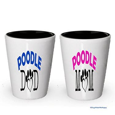 Imagem de Copo de shot Poodle Dad and Mom – Presentes para casais de poodle (2, casais)
