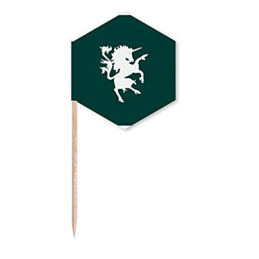 Imagem de Divine Animals Bandeiras de palitos de unicórnio com capacidade feroz estrangeira, palitos de cupcake, festa comemoração