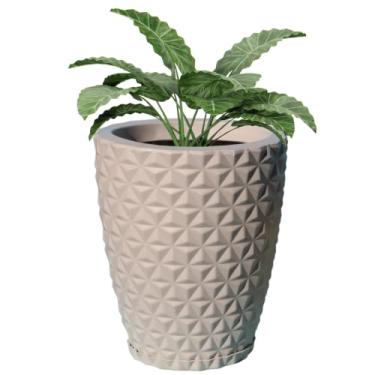 Imagem de Vaso Polietileno Para Plantas com Prato Coletor Coluna Diamante 41x33 (Bege)
