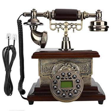 Imagem de Telefone Vintage, Telefone Fixo Com Mostrador Giratório de Mesa retrô Antigo Com Função FSK/DTMF de Identificação/calendário/data/relógio, para Casa, Escritório, Hotel