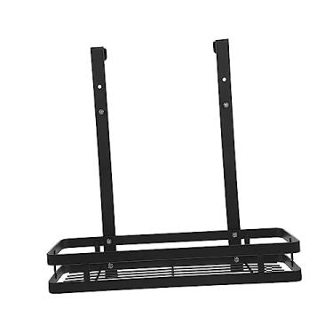 Imagem de LAPYAPPE Cesta suspensa atrás da porta Prateleiras montadas na parede prateleira preta prateleira de cesta de aço inoxidável organizador de prateleira de banheiro rack de banheiro cesta de aço inoxidável prateleira de porta sem perfurador