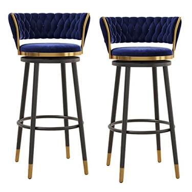 Imagem de Cadeiras de Jantar Cadeiras de Sala de Jantar Modernas Banquetas Giratórias Conjunto de 2 Cadeiras de Balcão com Apoio para os Pés Traseiro de Veludo Luxo Banquetas de Bar Casa Cozinha Bancos de Ilha Rosa Gol