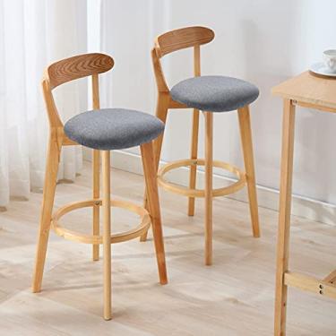 Imagem de SaiLiN Cadeiras de jantar cadeiras de sala de jantar cadeiras de bar conjunto de 2, capa de assento removível, balcão de cozinha de café da manhã banqueta alta de madeira maciça com apoio para os pés confortável Tudo está bem