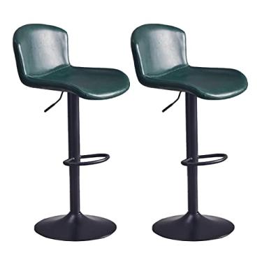 Imagem de Cadeiras de jantar cadeiras de sala de jantar conjunto de 2 bancos de bar de couro PU cadeiras de balcão com encosto banquetas de bar de café da manhã para ilha de cozinha, cadeiras de bar giratórias bancos altos altura ajustável Tudo está bem