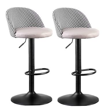 Imagem de Cadeiras de jantar, cadeiras de sala de jantar, conjunto de 2, com elevador de gás giratório ajustável, encosto de tecido acolchoado de couro PU preto apoio para os pés e base para café da manhã, cozinha e casa Tudo está bem