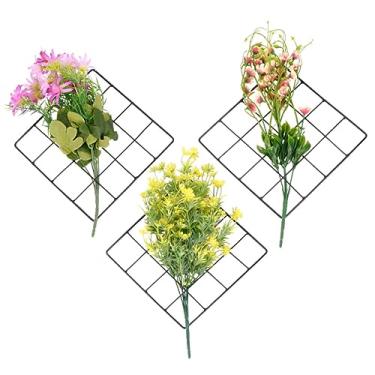 Imagem de VOSAREA 3 Pçs Montado Parede Montado Parede Decoração Floral Arte De Ferro Decoração Para Casa Decoração Botânica Caixas De Plantador De Metal Arranjos Florais De Seda Decorações De