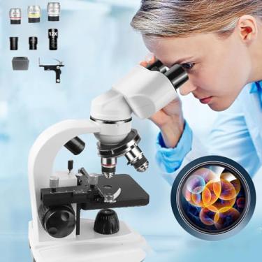 Imagem de Microscópio binocular profissional, 60000x com display, 3 lentes objetivas/6 oculares, microscópio biológico, iluminação de fonte de luz dupla, para pesquisa e estudo-With vernier caliper