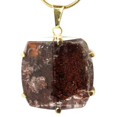 Imagem de Colar Pedra Cristal Lodolita Baguette Garra Dourada