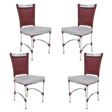 Imagem de 4 Cadeiras em Alumínio e Fibra Sintética JK Cozinha Edícula