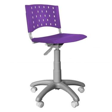 Imagem de Cadeira Giratória Plástica Singolare Base Cinza - Roxa - Ultra Móveis