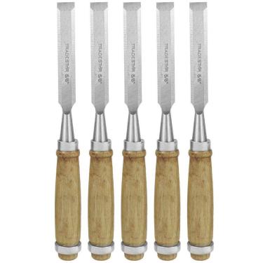 Imagem de Kit 5 Formão Madeira Corte Entalhe 5/8 Pol 16Mm Tradestar