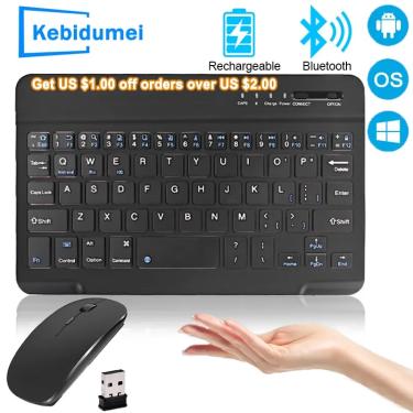 Imagem de Teclado Sem Fio Bluetooth Inglês Silencioso Recarregável Mini Mouse Set Para XIAOMI Notebook Laptop