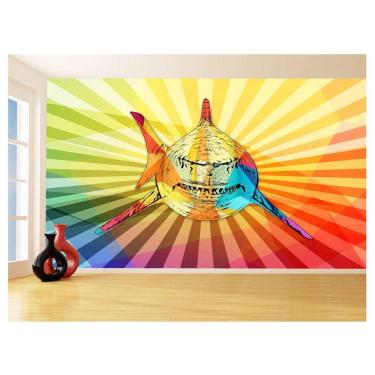 Imagem de Papel De Parede Animais Pop Art Tubarão Cores 3,5M Pxa549