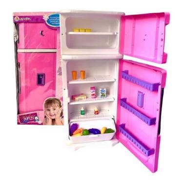 Imagem de Mini Geladeira Infantil Cozinha Brinquedo Grande Menina Rosa - Shopbr