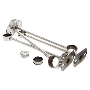 Imagem de Bettomshin Suporte de montagem no teto, suporte de tubo de guarda-roupa, diâmetro de 8 cm, cortina de chuveiro armário haste suporte de haste de guarda-roupa soquete de flange de tubo 4 peças (altura de 30 cm)