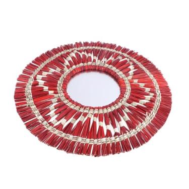 Imagem de BESTOYARD 1 Unidade espelho pendurado para decoração de casa espelho de parede boho espelho de borla de vime decoração vintage espelho pendurado vintage decoração de espelho pingente decorar