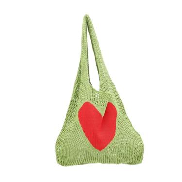 Imagem de MAGICLULU Saco de malha bolsa de supermercado dobrável bolsa de praia de malha grande bolsas sacola de compras bolsa de compras de moda leve mantimentos saco de rede saco de vegetais tricô