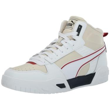 Imagem de PUMA Tênis masculino Rbd Tech Mid, Alpine Snow-Puma Branco-Clube Navy-Club Vermelho, 8.5
