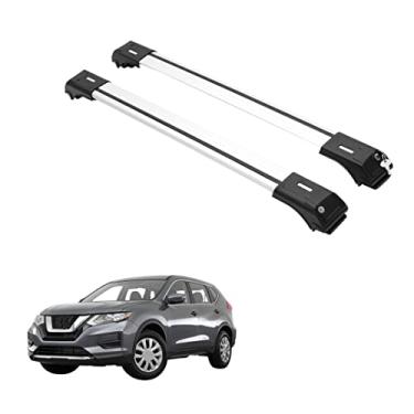 Imagem de ERKUL Barras transversais de rack de teto para Nissan Rogue Sport 2017-2022 | Conjunto de barras transversais de bagagem com trava de alumínio para carregar transportador de carga, canoa, snowboard, bicicleta da ERKUL Acessórios de carro | Prata
