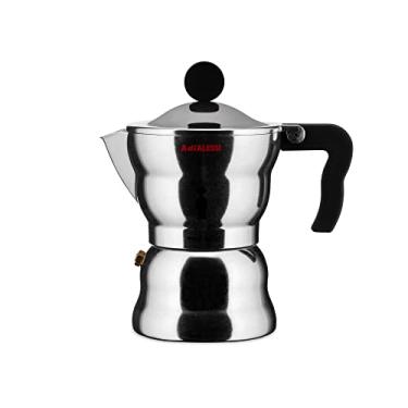 Imagem de Alessi AAM33/3 Moka Fogão Top Espresso 3 xá­caras Cafeteira em Alumá­nio Alça e Puxador em Resina Termoplástica. Preto