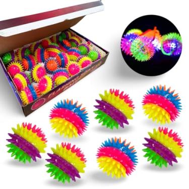 Imagem de Kit 24 Brinquedos Pet Bola Led Pisca Som Para Petshop Cães Ouriço 4 cores Acompanha Display
