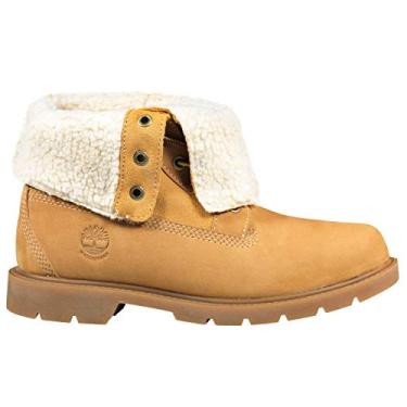 Imagem de Timberland Botas femininas Linden Woods dobrável de couro casual de combate e cadarço, Nobuck de trigo, 38