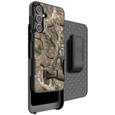 Imagem de Capa com clipe para celular Galaxy S23 FE, capa rígida fina texturizada Nakedcellphone com suporte e [rotativo/catraca] combo de coldre de quadril para cinto para Samsung SM-S711 - Bush Camo