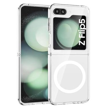 Imagem de YSLBWLE Capa magnética magnética para Samsung Galaxy Z Flip 5 transparente fina e proteção de grau militar transparente 14-ZFlip5-01