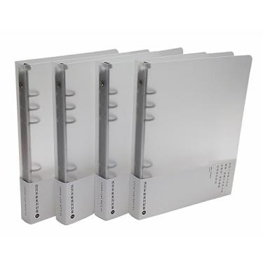 Imagem de Fichário de plástico redondo de PVC para fichário protetor de fichário de folhas soltas caderno recarregável (A5, branco pacote com 4)