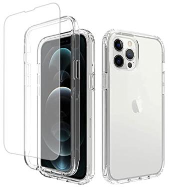 Imagem de Zoeirc Capa para iPhone 12 Pro Max com protetor de tela de vidro temperado, capa macia 360 à prova de choque híbrida transparente para Apple iPhone 12 Pro Max de 6,7 polegadas (transparente)