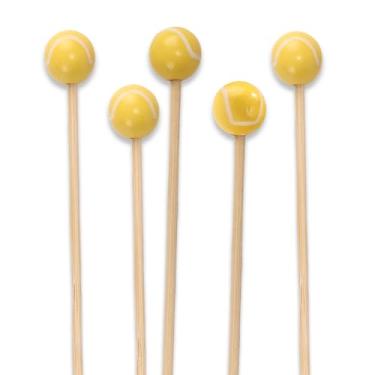 Imagem de BambooMN palhetas decorativas de bambu para coquetel de frutas e sanduíches para eventos em Caterado, feriados, restaurantes ou bufês de festa, 9,9 cm/12,9 pol. - 100/300/1.000 peças, Tennis, 5.9" - 100 Pcs, 1