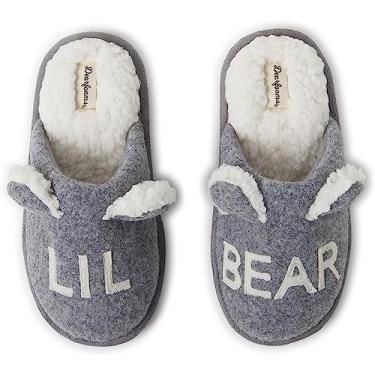 Imagem de Dearfoams Pijama para crianças e crianças pequenas com urso de Natal combinando com urso familiar, Urso cinza claro, 21-22
