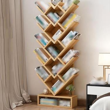 Imagem de Generic Prateleiras de livros independentes de 5 camadas, estante de árvore com armários abertos para exibição de livros, CDs, estante organizadora de presentes, madeira