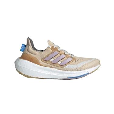 Imagem de adidas Tênis de corrida feminino Ultraboost 23, Areia de cristal/Figo pré-amado/explosão azul, 8.5