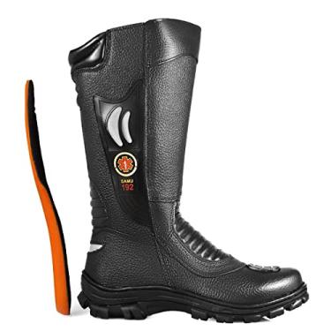 Imagem de Bota Coturno Couro Emergência Samu Motoqueiro Socorrista Tamanho:37;Cor:Preto