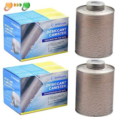 Imagem de Wisesorb Desumidificador seguro para armas de 750 gramas, pacote com 2 desumidificadores dessecantes reutilizáveis, recarregável, 700 g, indicando gel de sílica laranja a verde