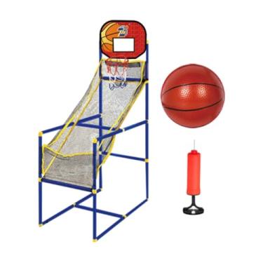 Imagem de UGPLM Conjunto de jogo de basquete arcade infantil, cesta de basquete interna com bomba de ar e bola, suporte de basquete infantil para meninos e meninas, Vermelho