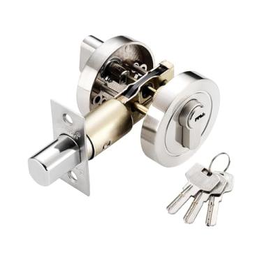 Imagem de WeiLaiKeQi Fechadura de porta de segurança com fechadura de entrada com chaves Fechadura de segurança para porta de entrada para hotéis e residências, Prata
