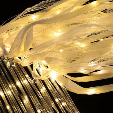 Imagem de Espumantes de casamento, varinhas de casamento com 3 modos coloridos de piscar, varinhas de fada, varinha de fada de seda LED com sinos para casamento, ano novo, concerto, aniversário (50 peças)